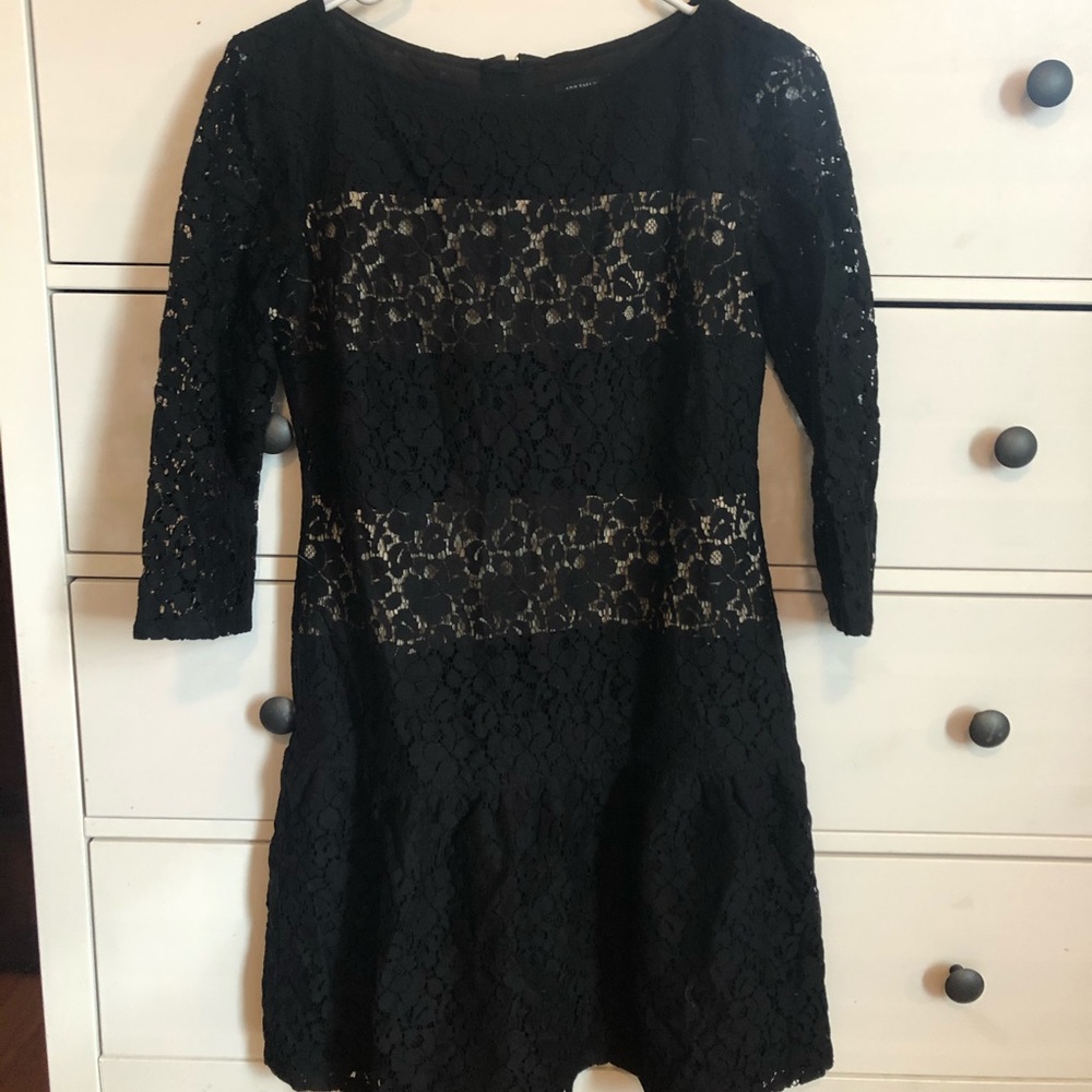 Black lace dress with drop waist